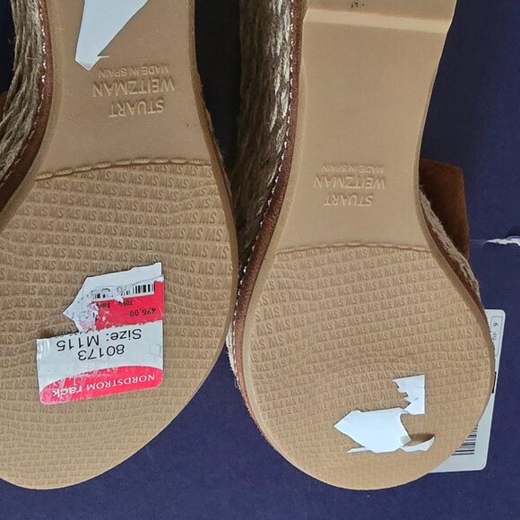 Stuart Weitzman suede tan wedge sandal 11.5M - Picture 4 of 8